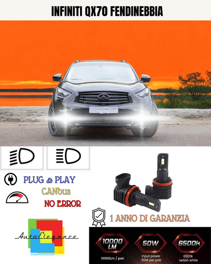 💫KIT LED H8  INFINITI QX70 6000K BIANCO FENDINEBBIA 💫