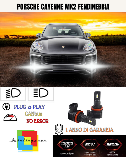 ⭐KIT LED H11 PORSCHE CAYENNE MK2 6000K BIANCO FENDINEBBIA ⭐