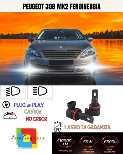 💫KIT LED H11 PEUGEOT 308 MK2 6000K BIANCO FENDINEBBIA 💫