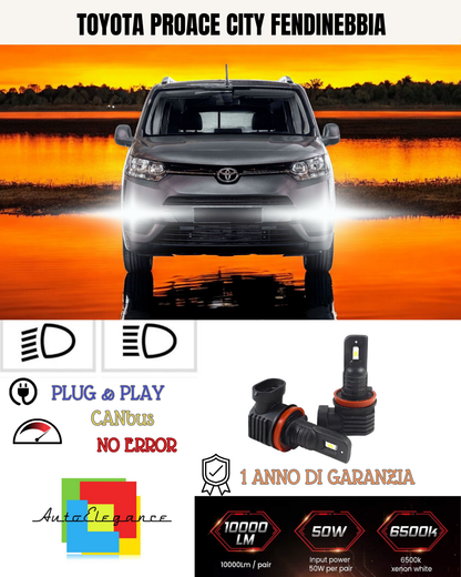 ⭐KIT LED H11 TOYOTA PROACE CITY 6000K BIANCO FENDINEBBIA ⭐