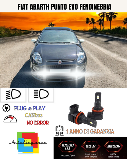 ⭐KIT LED HB4 FIAT ABARTH PUNTO EVO 6000K BIANCO FENDINEBBIA ⭐