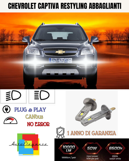 🔥KIT LED H1 CHEVROLET CAPTIVA RESTYLING 6000K BIANCO ABBAGLIANTI🔥
