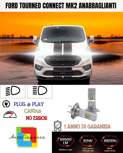 🔥KIT LED H7 FORD TOURNEO CONNECT MK2 6000K BIANCO ANABBAGLIANTI🔥