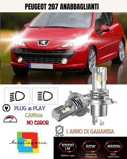 KIT LED H7 PER PEUGEOT 208 6000K BIANCO 6000 LUMEN CANBUS ANABBAGLIANTI