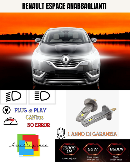 🔥KIT LED H1 RENAULT ESPACE 6000K BIANCO ANABBAGLIANTI🔥