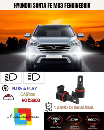 💫KIT LED H8 HYUNDAI SANTA FE MK3 6000K BIANCO FENDINEBBIA 💫