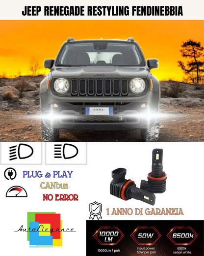 💫KIT LED H11 JEEP RENEGADE RESTYLING 6000K BIANCO FENDINEBBIA 💫