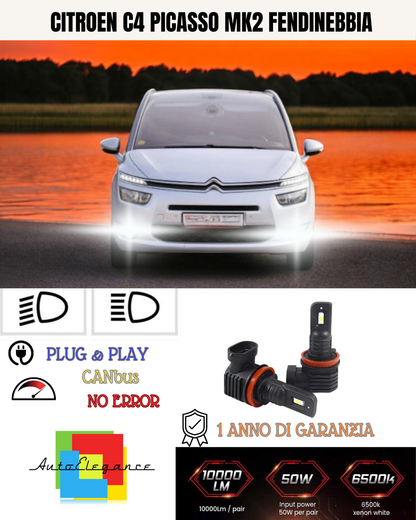 ⭐KIT LED H11 CITROEN C4 PICASSO MK2 6000K BIANCO FENDINEBBIA ⭐