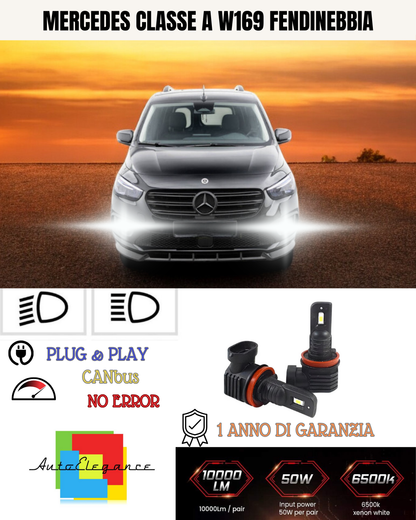 🔥KIT LED H11 MERCEDES CLASSE A W169 6000K BIANCO FENDINEBBIA 🔥