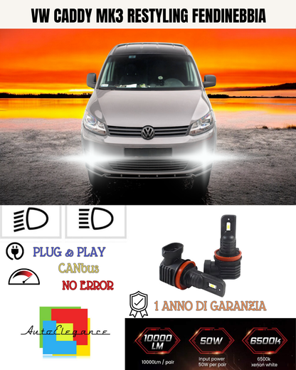 ⭐KIT LED H11 VW CADDY MK3 RESTYLING 6000K BIANCO FENDINEBBIA ⭐