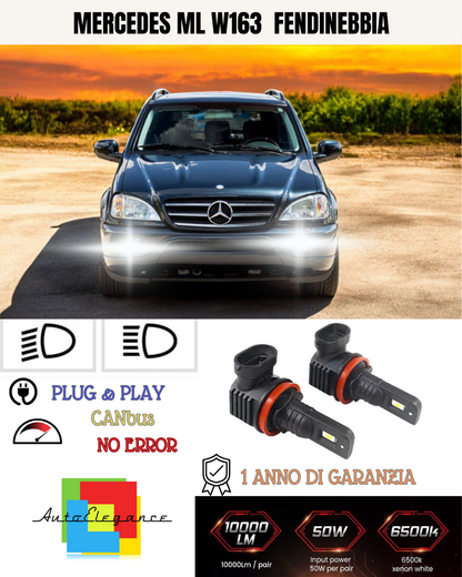 🔥KIT LED H8 MERCEDES ML W163 6000K BIANCO FENDINEBBIA 🔥