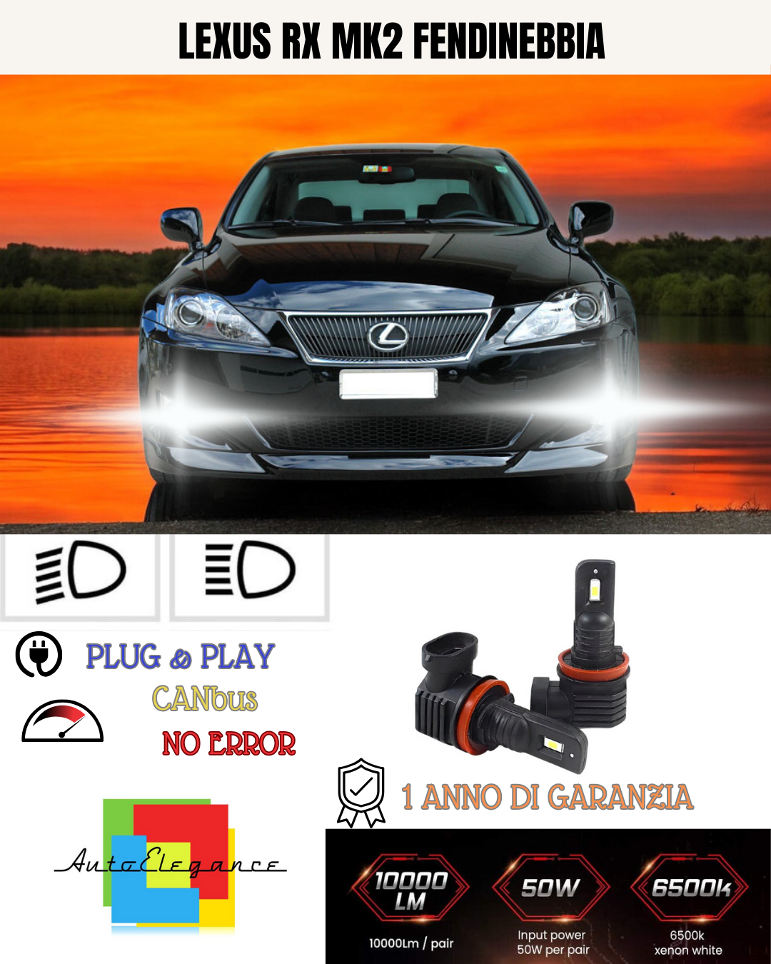 💫KIT LED HB4 LEXUS RX MK2 6000K BIANCO FENDINEBBIA 💫