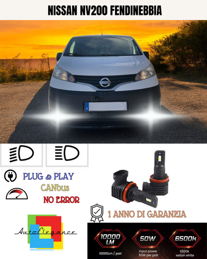 ⭐KIT LED H8  NISSAN NV200 6000K BIANCO FENDINEBBIA ⭐