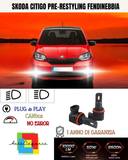 ⭐KIT LED HB4 SKODA CITIGO PRE-RESTYLING 6000K BIANCO FENDINEBBIA ⭐