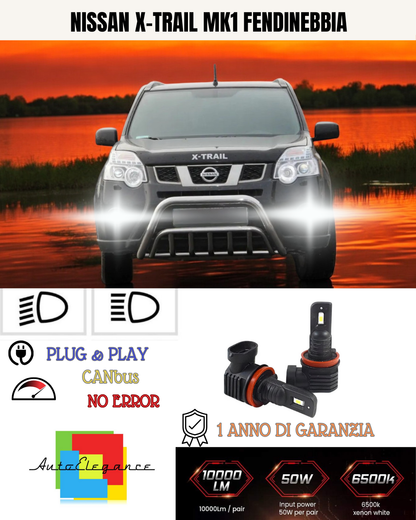 💫KIT LED H8 NISSAN X-TRAIL MK1 6000K BIANCO FENDINEBBIA 💫