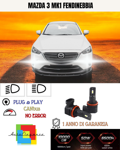 💫KIT LED H11 MAZDA 3 MK1 6000K BIANCO FENDINEBBIA 💫