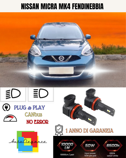 🔥KIT LED H11 NISSAN MICRA MK4 6000K BIANCO FENDINEBBIA 🔥