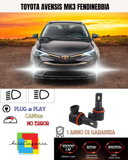 💫KIT LED H16 TOYOTA AVENSIS MK3 6000K BIANCO FENDINEBBIA 💫