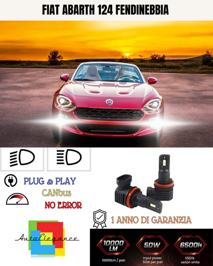 🔥KIT LED H11 FIAT ABARTH 124 6000K BIANCO FENDINEBBIA 🔥
