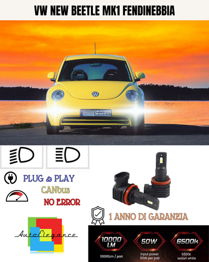 🔥KIT LED H11 VW NEW BEETLE MK1 6000K BIANCO FENDINEBBIA 🔥