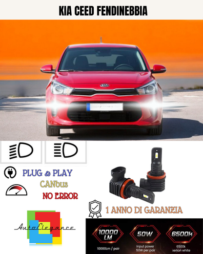 ⭐KIT LED H8  KIA CEED 6000K BIANCO FENDINEBBIA ⭐