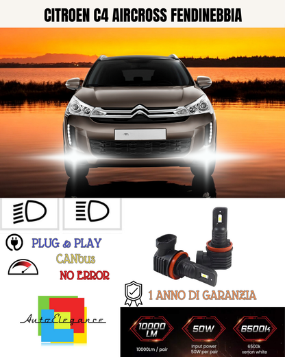 💫KIT LED H11 CITROEN C4 AIRCROSS 6000K BIANCO FENDINEBBIA 💫