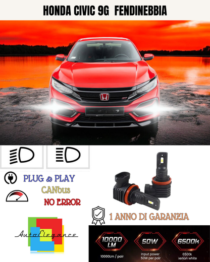 ⭐KIT LED H11 HONDA CIVIC 9G  6000K BIANCO FENDINEBBIA ⭐