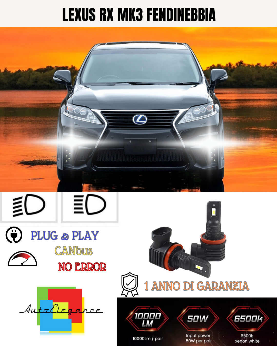 💫KIT LED H11 LEXUS RX MK3 6000K BIANCO FENDINEBBIA 💫