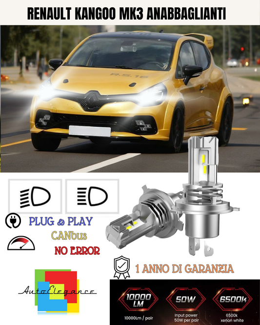KIT LED H7 PER RENAULT CLIO MK4 IV 6000K BIANCO 6000 LUMEN CANBUS ANABBAGLIANTI