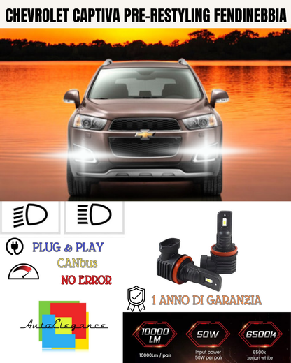 ⭐KIT LED H8 CHEVROLET CAPTIVA PRE-RESTYLING 6000K BIANCO FENDINEBBIA ⭐