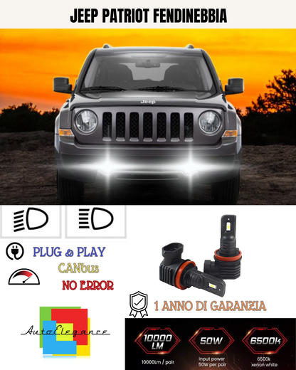 ⭐KIT LED H10 JEEP PATRIOT 6000K BIANCO FENDINEBBIA ⭐