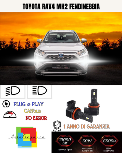 💫KIT LED HB4 TOYOTA RAV4 MK2 6000K BIANCO FENDINEBBIA 💫