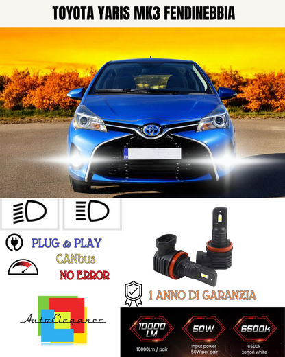💫KIT LED H11 TOYOTA YARIS MK3 6000K BIANCO FENDINEBBIA 💫