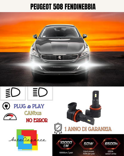 ⭐KIT LED H8 PEUGEOT 508 6000K BIANCO FENDINEBBIA ⭐