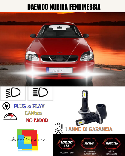 🔥KIT LED H27W / 2 DAEWOO NUBIRA 6000K BIANCO FENDINEBBIA🔥