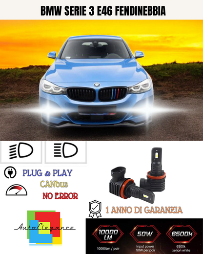💫KIT LED H11 BMW SERIE 3 E46  6000K BIANCO FENDINEBBIA 💫