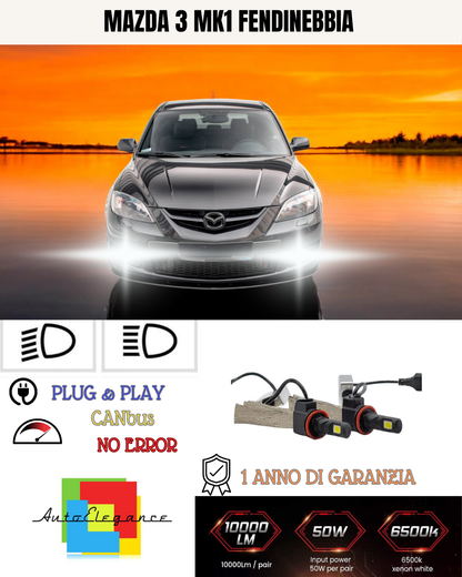 🔥KIT LED H11 MAZDA 3 MK1 6000K BIANCO FENDINEBBIA🔥