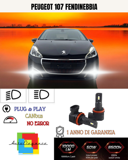⭐KIT LED H11 PEUGEOT 107 6000K BIANCO FENDINEBBIA ⭐