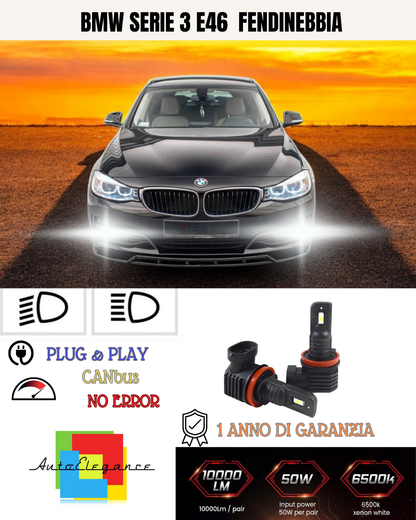 💫KIT LED HB4 BMW SERIE 3 E46  6000K BIANCO FENDINEBBIA 💫