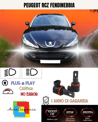 💫KIT LED H8 PEUGEOT RCZ 6000K BIANCO FENDINEBBIA 💫