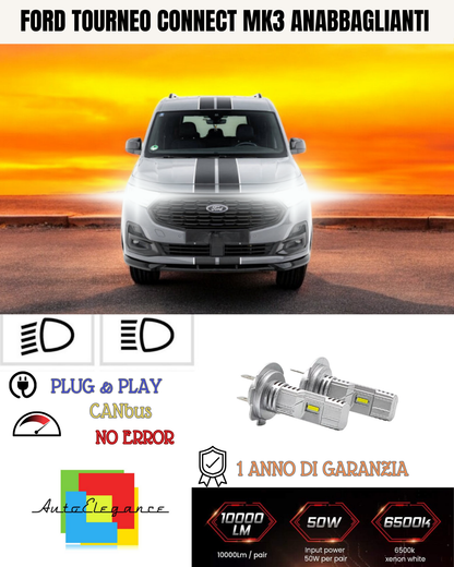🔥KIT LED H7 FORD TOURNEO CONNECT MK3 6000K BIANCO ANABBAGLIANTI 🔥