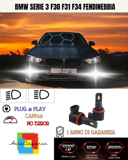 💫KIT LED H8 BMW SERIE 3 F30 F31 F34 6000K BIANCO FENDINEBBIA 💫