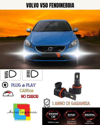 💫KIT LED H11 VOLVO V50 6000K BIANCO FENDINEBBIA 💫