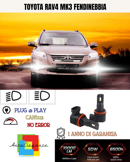 💫KIT LED H11 TOYOTA RAV4 MK3 6000K BIANCO FENDINEBBIA 💫