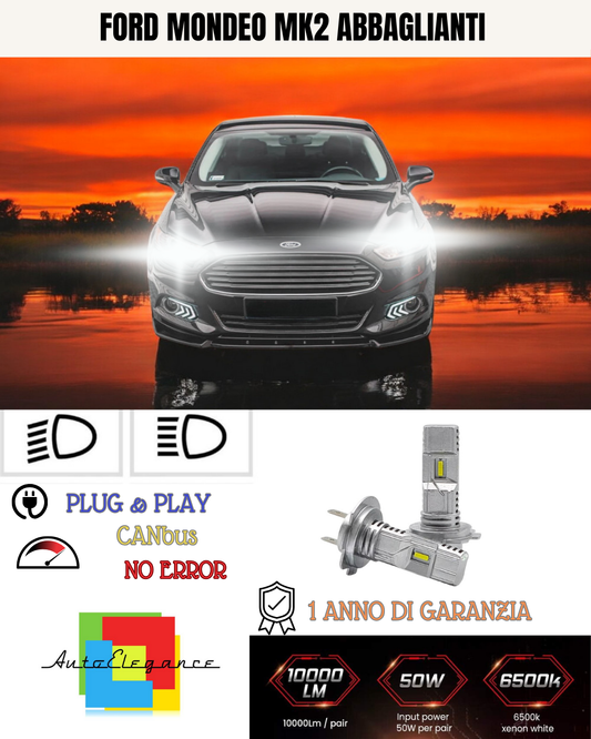 🔥KIT LED H7 FORD MONDEO MK2 6000K BIANCO ABBAGLIANTI🔥