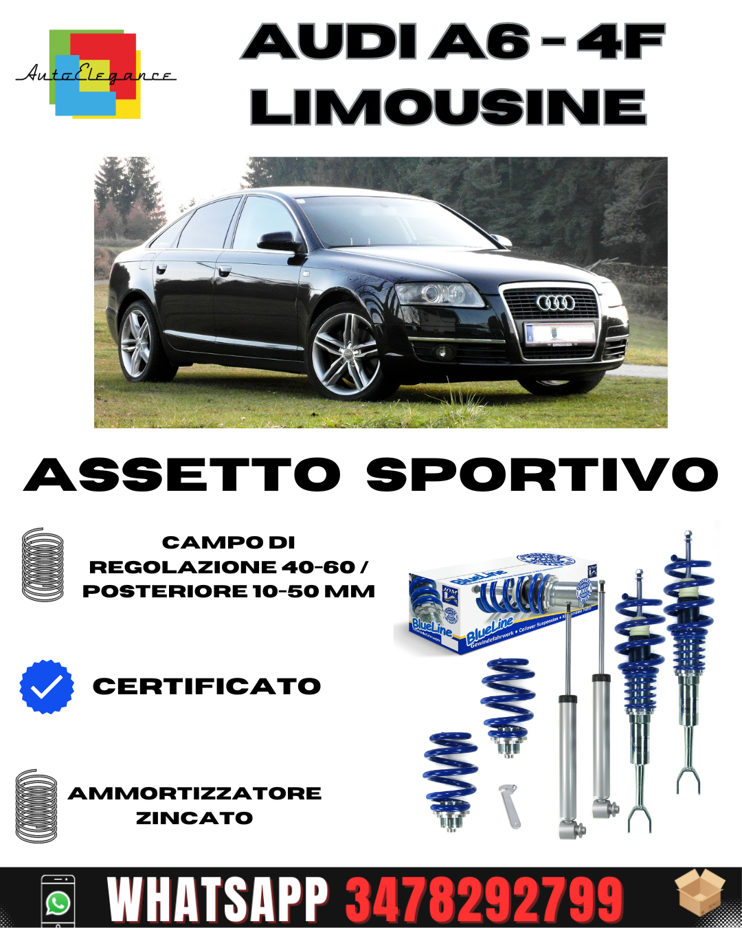 Sports suspension suitable for Audi A6 (4F) Limousine 2004-2011 