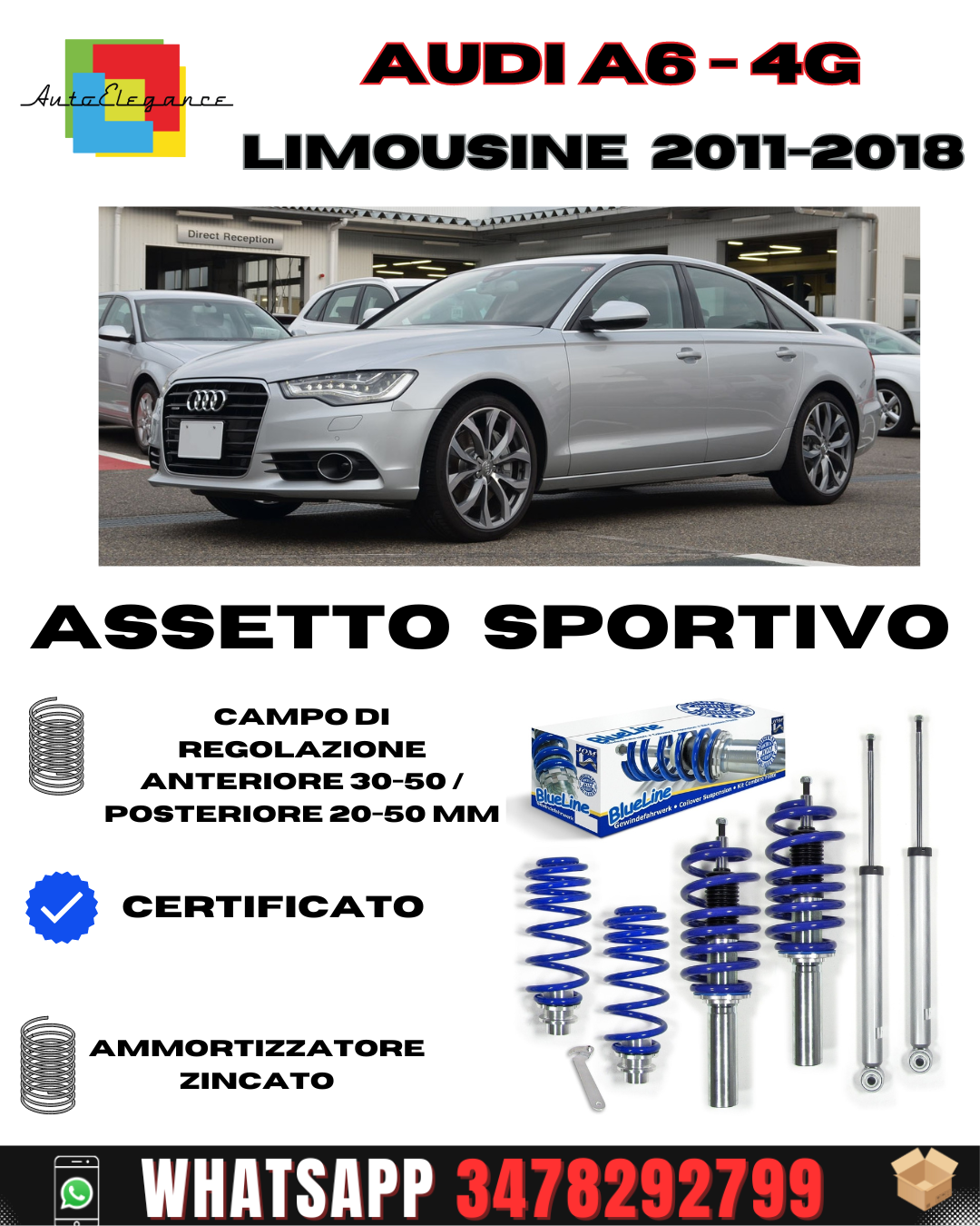 Sports suspension suitable for Audi A6 Limousine 4G 2011-2018 