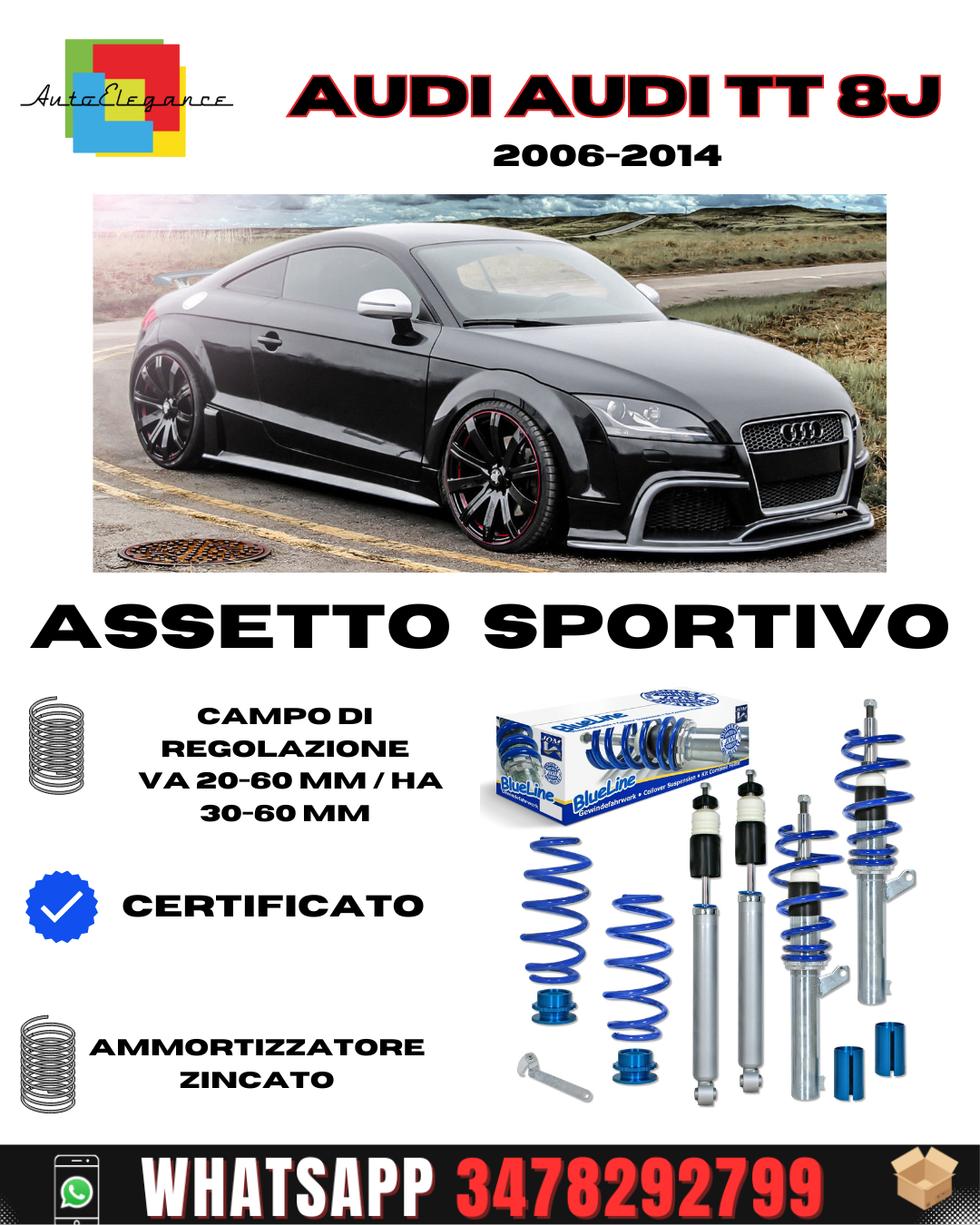 Assetto sportivo BlueLine adatto per Audi TT 8J 2006-2014