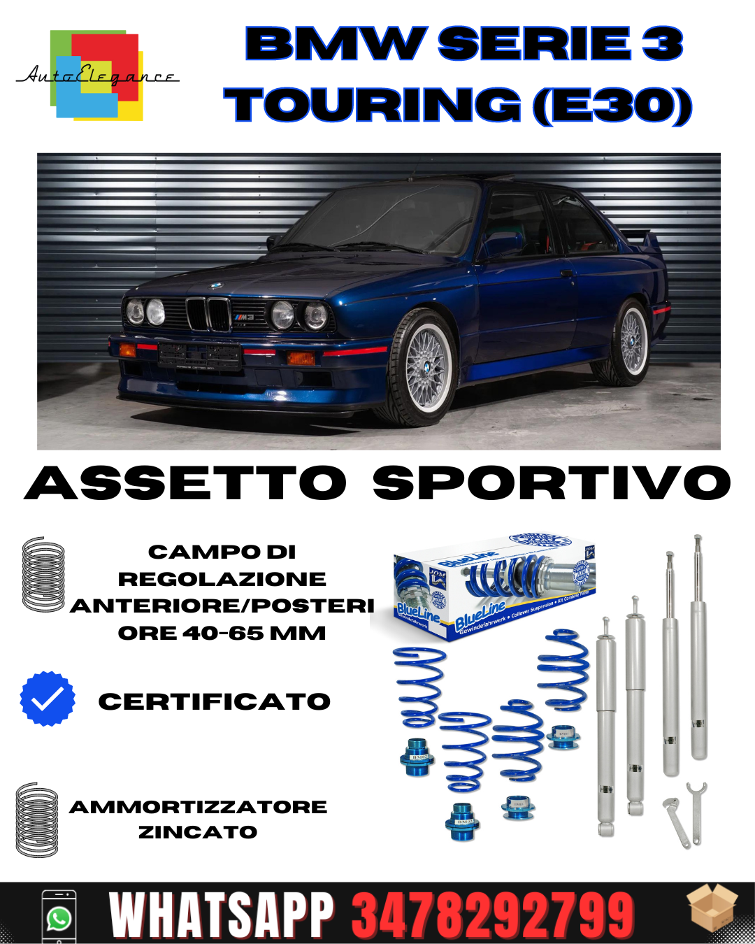 Assetto sportivo BlueLine adatto per BMW serie 3 Touring (E30) 1988 - 95