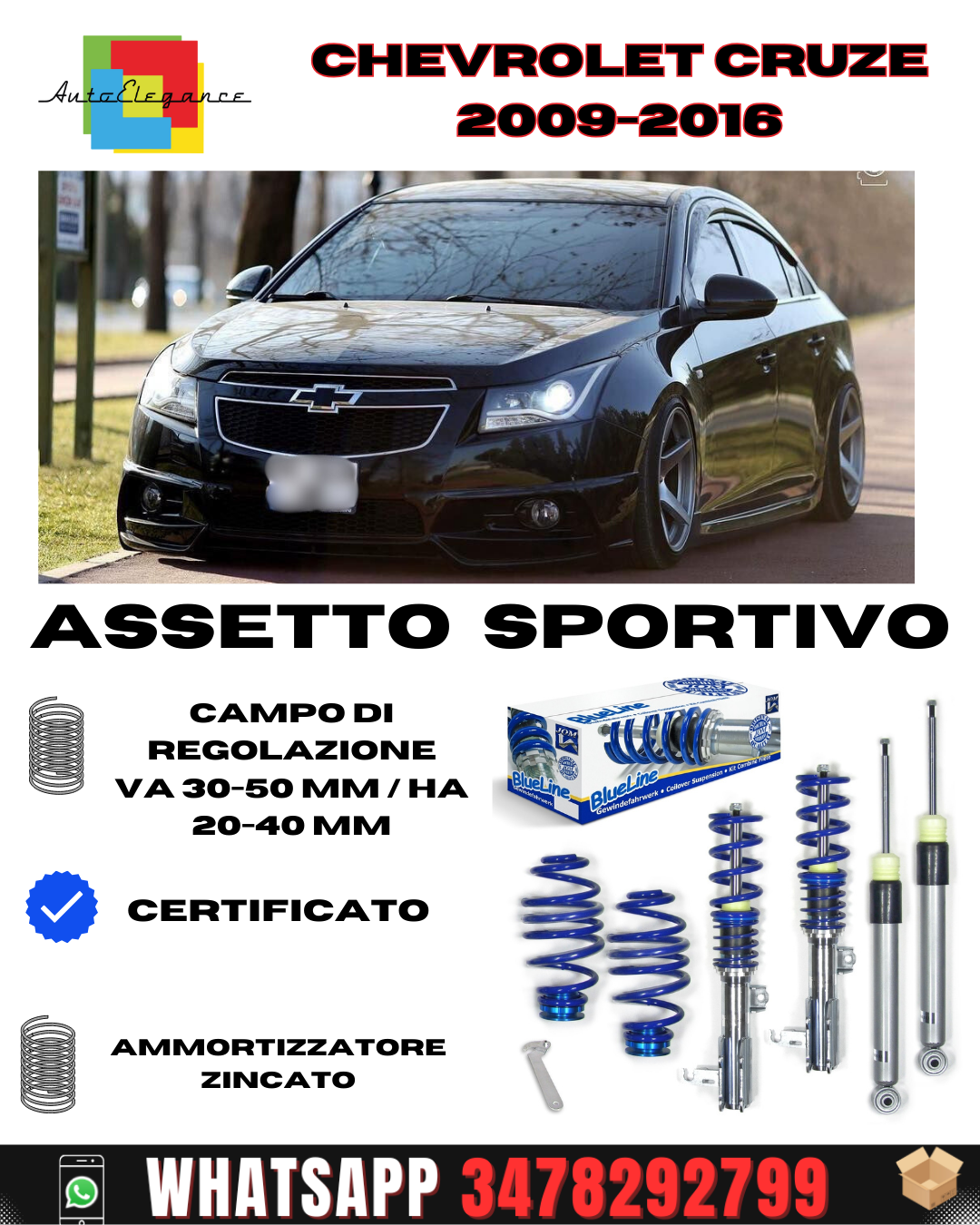 BlueLine sports suspension suitable for Chevrolet Cruze type KL1J 2009-2016 